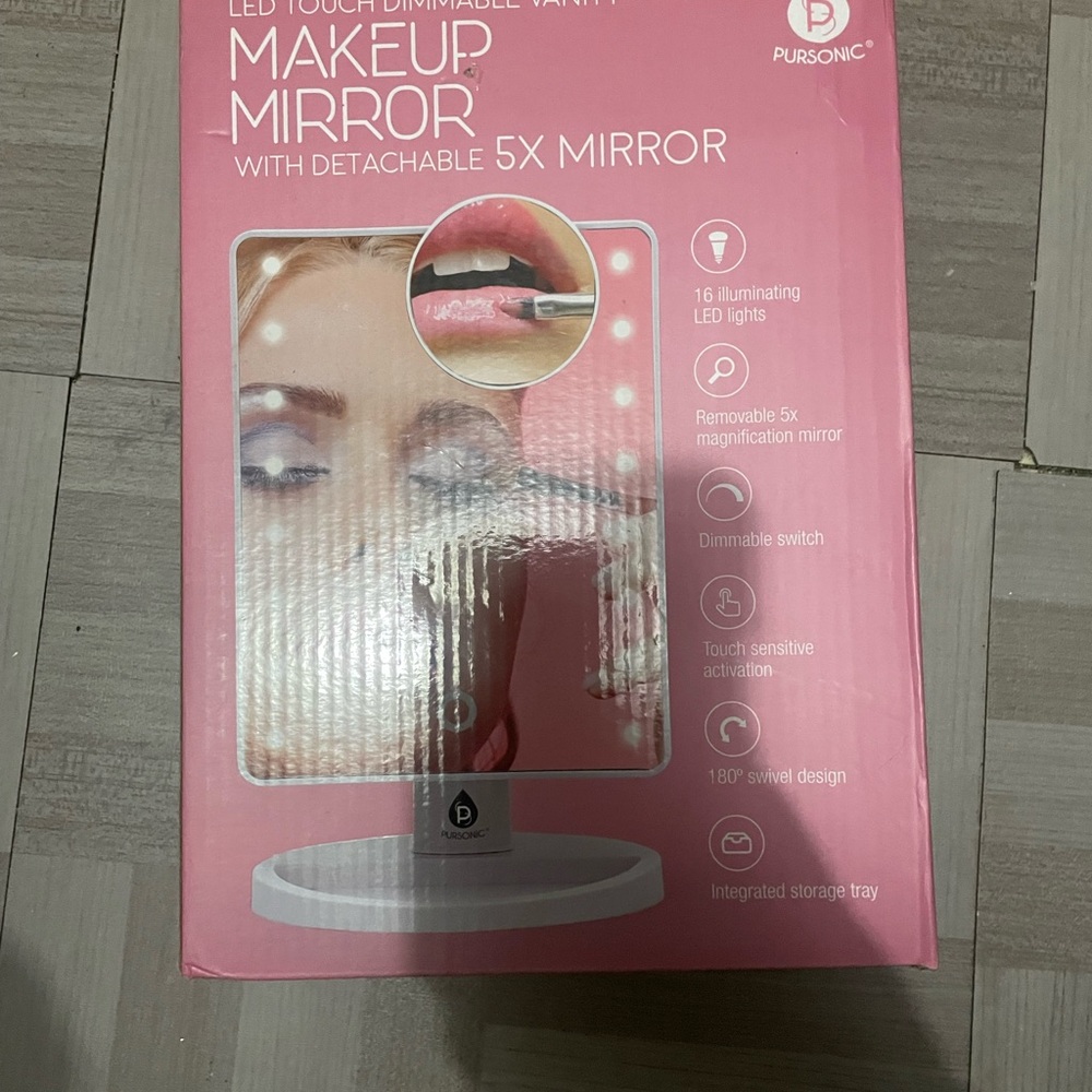 Pursonic LED Touch Vanity Makeup Mirror - White NIB - Picture 3 of 5